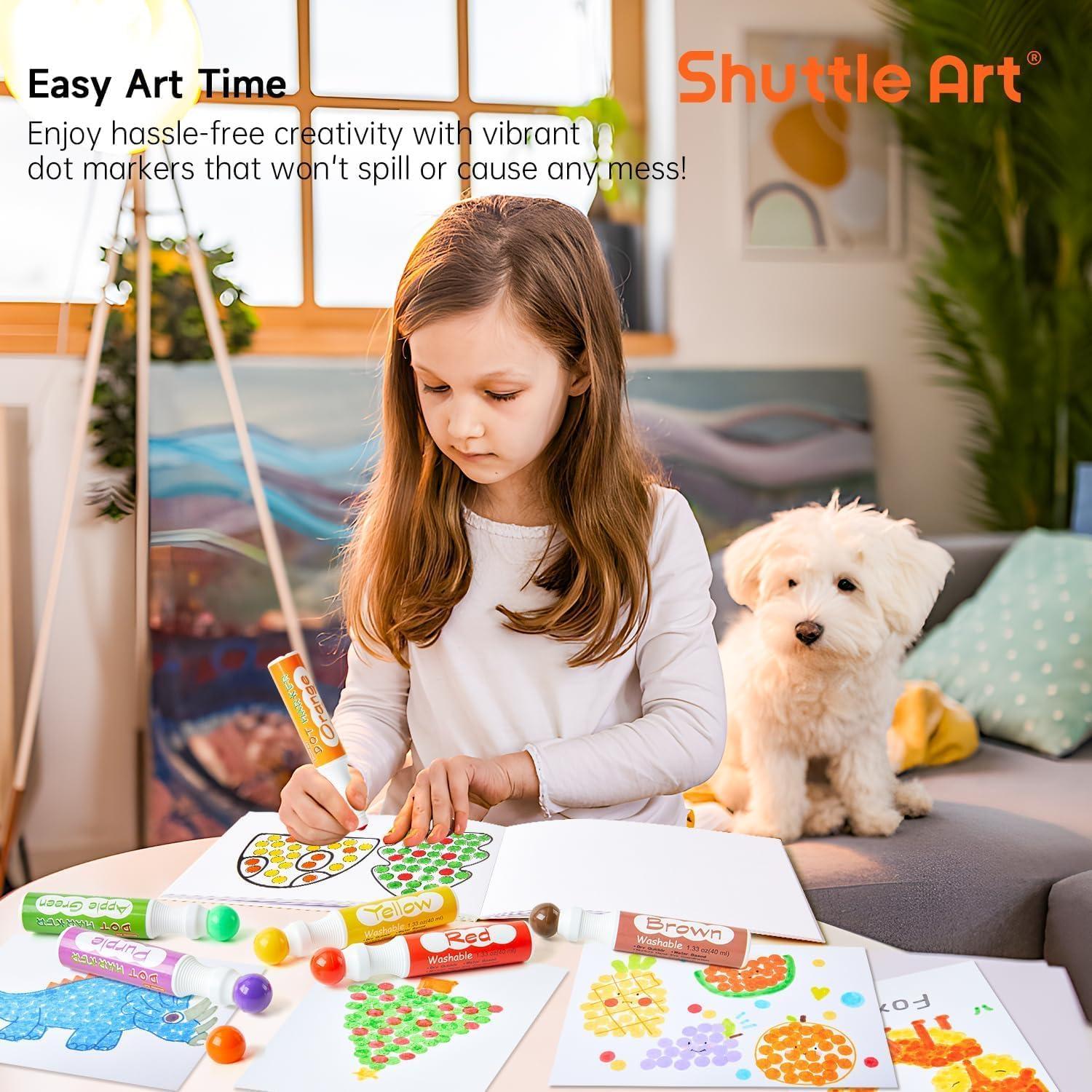 imageShuttle Art 10 Colors Dot Marker Washable NonToxic Dot Marker for Children Early Education Bingo Dabber for Creation with 1 Dot Activity Book