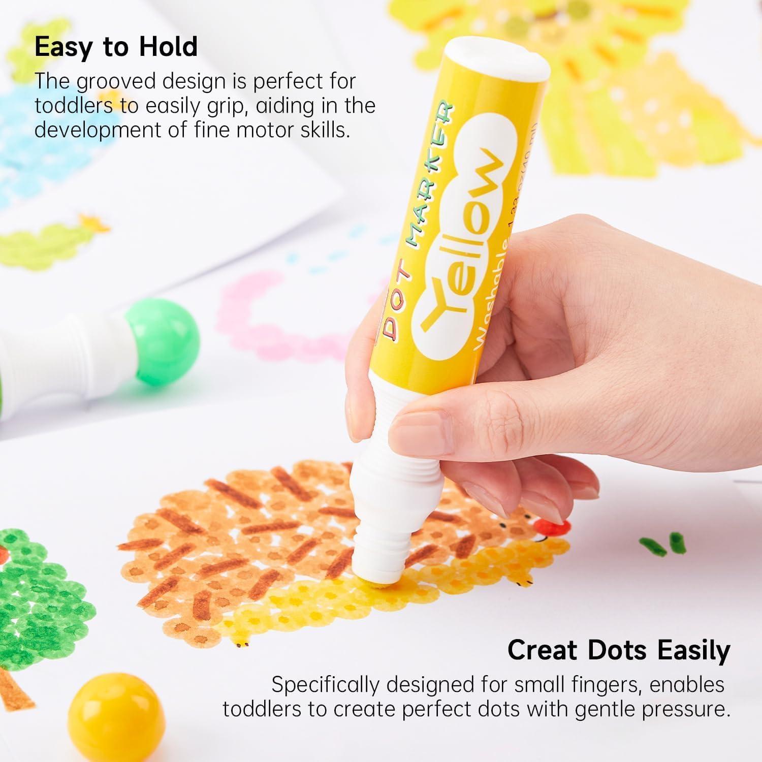 imageShuttle Art 10 Colors Dot Marker Washable NonToxic Dot Marker for Children Early Education Bingo Dabber for Creation with 1 Dot Activity Book