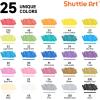 Shuttle Art 25 Colors Dual Tip Acrylic Paint Markers, Brush Tip and Fine Tip Acrylic Paint Pens for Rock Painting, Ceramic, Wood, Canvas, Plastic, Glass, Stone, Calligraphy, Card Making, DIY Crafts