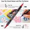 Shuttle Art 80 Colors Dual Tip Acrylic Paint Markers, Brush Tip and Fine Tip Acrylic Paint Pens for Rock Painting, Ceramic, Wood, Canvas, Plastic, Glass, Stone, Calligraphy, Card Making, DIY Crafts(80 Colors Brush Tip and Fine Tip)