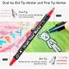 Shuttle Art 80 Colors Dual Tip Acrylic Paint Markers, Brush Tip and Fine Tip Acrylic Paint Pens for Rock Painting, Ceramic, Wood, Canvas, Plastic, Glass, Stone, Calligraphy, Card Making, DIY Crafts(fine & dot tip)