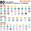 Shuttle Art 80 Colors Dual Tip Acrylic Paint Markers, Brush Tip and Fine Tip Acrylic Paint Pens for Rock Painting, Ceramic, Wood, Canvas, Plastic, Glass, Stone, Calligraphy, Card Making, DIY Crafts(80 Colors Brush Tip and Fine Tip)