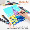 Shuttle Art 80 Colors Dual Tip Acrylic Paint Markers, Brush Tip and Fine Tip Acrylic Paint Pens for Rock Painting, Ceramic, Wood, Canvas, Plastic, Glass, Stone, Calligraphy, Card Making, DIY Crafts(28 Colors Brush Tip and Fine Tip)