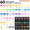 Shuttle Art 80 Colors Dual Tip Acrylic Paint Markers, Brush Tip and Fine Tip Acrylic Paint Pens for Rock Painting, Ceramic, Wood, Canvas, Plastic, Glass, Stone, Calligraphy, Card Making, DIY Crafts(60 Colors)