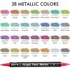 Shuttle Art Automatic Ink Control Acrylic Paint Markers, 60 Colors Brush Tip Acrylic Paint Pens for Rock Painting, Ceramic, Wood, Canvas, Glass, Stone, Fabric, Card Making, DIY & Art Supplies(28 Metallic Colrs)