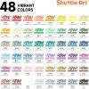 Shuttle Art Automatic Ink Control Acrylic Paint Markers, 60 Colors Brush Tip Acrylic Paint Pens for Rock Painting, Ceramic, Wood, Canvas, Glass, Stone, Fabric, Card Making, DIY & Art Supplies(48 Colors Brush Tip)