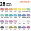 Shuttle Art Automatic Ink Control Acrylic Paint Markers, 60 Colors Brush Tip Acrylic Paint Pens for Rock Painting, Ceramic, Wood, Canvas, Glass, Stone, Fabric, Card Making, DIY & Art Supplies(Brush Tip and Dot Tip)