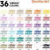 Shuttle Art Automatic Ink Control Acrylic Paint Markers, 60 Colors Brush Tip Acrylic Paint Pens for Rock Painting, Ceramic, Wood, Canvas, Glass, Stone, Fabric, Card Making, DIY & Art Supplies(36 Colors Brush Tip)