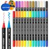 Shuttle Art 25 Colors Dual Tip Acrylic Paint Markers, Brush Tip and Fine Tip Acrylic Paint Pens for Rock Painting, Ceramic, Wood, Canvas, Plastic, Glass, Stone, Calligraphy, Card Making, DIY Crafts