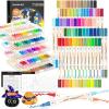 Shuttle Art 60 Pack Dual Tone Acrylic Paint Markers, 120 Colors Acrylic Paint Pens for Rock Painting, Ceramic, Wood, Canvas, Glass, Stone, Fabric, Card Making, DIY & Art Supplies(60 Pack 120 Colors)