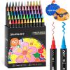 Shuttle Art 80 Colors Dual Tip Acrylic Paint Markers, Brush Tip and Fine Tip Acrylic Paint Pens for Rock Painting, Ceramic, Wood, Canvas, Plastic, Glass, Stone, Calligraphy, Card Making, DIY Crafts(60 Colors)