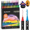 Shuttle Art 80 Colors Dual Tip Acrylic Paint Markers, Brush Tip and Fine Tip Acrylic Paint Pens for Rock Painting, Ceramic, Wood, Canvas, Plastic, Glass, Stone, Calligraphy, Card Making, DIY Crafts(fine & dot tip)
