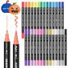 Shuttle Art 80 Colors Dual Tip Acrylic Paint Markers, Brush Tip and Fine Tip Acrylic Paint Pens for Rock Painting, Ceramic, Wood, Canvas, Plastic, Glass, Stone, Calligraphy, Card Making, DIY Crafts(28 Colors Brush Tip and Fine Tip)