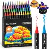 Shuttle Art 80 Colors Dual Tip Acrylic Paint Markers, Brush Tip and Fine Tip Acrylic Paint Pens for Rock Painting, Ceramic, Wood, Canvas, Plastic, Glass, Stone, Calligraphy, Card Making, DIY Crafts(48 Colors Brush Tip & Fine Tip)