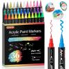 Shuttle Art 80 Colors Dual Tip Acrylic Paint Markers, Brush Tip and Fine Tip Acrylic Paint Pens for Rock Painting, Ceramic, Wood, Canvas, Plastic, Glass, Stone, Calligraphy, Card Making, DIY Crafts(fine & brush tip)