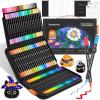 Shuttle Art 80 Colors Dual Tip Acrylic Paint Markers, Brush Tip and Fine Tip Acrylic Paint Pens for Rock Painting, Ceramic, Wood, Canvas, Plastic, Glass, Stone, Calligraphy, Card Making, DIY Crafts(80 Colors Brush Tip and Fine Tip)