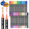 Shuttle Art 80 Colors Dual Tip Acrylic Paint Markers, Brush Tip and Fine Tip Acrylic Paint Pens for Rock Painting, Ceramic, Wood, Canvas, Plastic, Glass, Stone, Calligraphy, Card Making, DIY Crafts(28 Colors Brush Tip and Dot Tip)