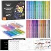 Shuttle Art Automatic Ink Control Acrylic Paint Markers, 60 Colors Brush Tip Acrylic Paint Pens for Rock Painting, Ceramic, Wood, Canvas, Glass, Stone, Fabric, Card Making, DIY & Art Supplies(24 Metallic Colors Brush Tip)