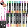 Shuttle Art Automatic Ink Control Acrylic Paint Markers, 60 Colors Brush Tip Acrylic Paint Pens for Rock Painting, Ceramic, Wood, Canvas, Glass, Stone, Fabric, Card Making, DIY & Art Supplies(28 Pastel Colrs)