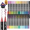 Shuttle Art Automatic Ink Control Acrylic Paint Markers, 60 Colors Brush Tip Acrylic Paint Pens for Rock Painting, Ceramic, Wood, Canvas, Glass, Stone, Fabric, Card Making, DIY & Art Supplies(28 Metallic Colrs)