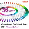 Shuttle Art Dual Tip Brush Pens, 70 Colors, Fine and Brush Dual Tip Markers Set, Portable Storage Case, Ideal for Calligraphy, Coloring, Doodling, Writing(56 Colors)