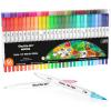 Shuttle Art Dual Tip Brush Pens, 70 Colors, Fine and Brush Dual Tip Markers Set, Portable Storage Case, Ideal for Calligraphy, Coloring, Doodling, Writing(56 Colors)