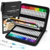 Shuttle Art Dual Tip Brush Pens, 70 Colors, Fine and Brush Dual Tip Markers Set, Portable Storage Case, Ideal for Calligraphy, Coloring, Doodling, Writing(70 Colors with 1 Coloring Book)