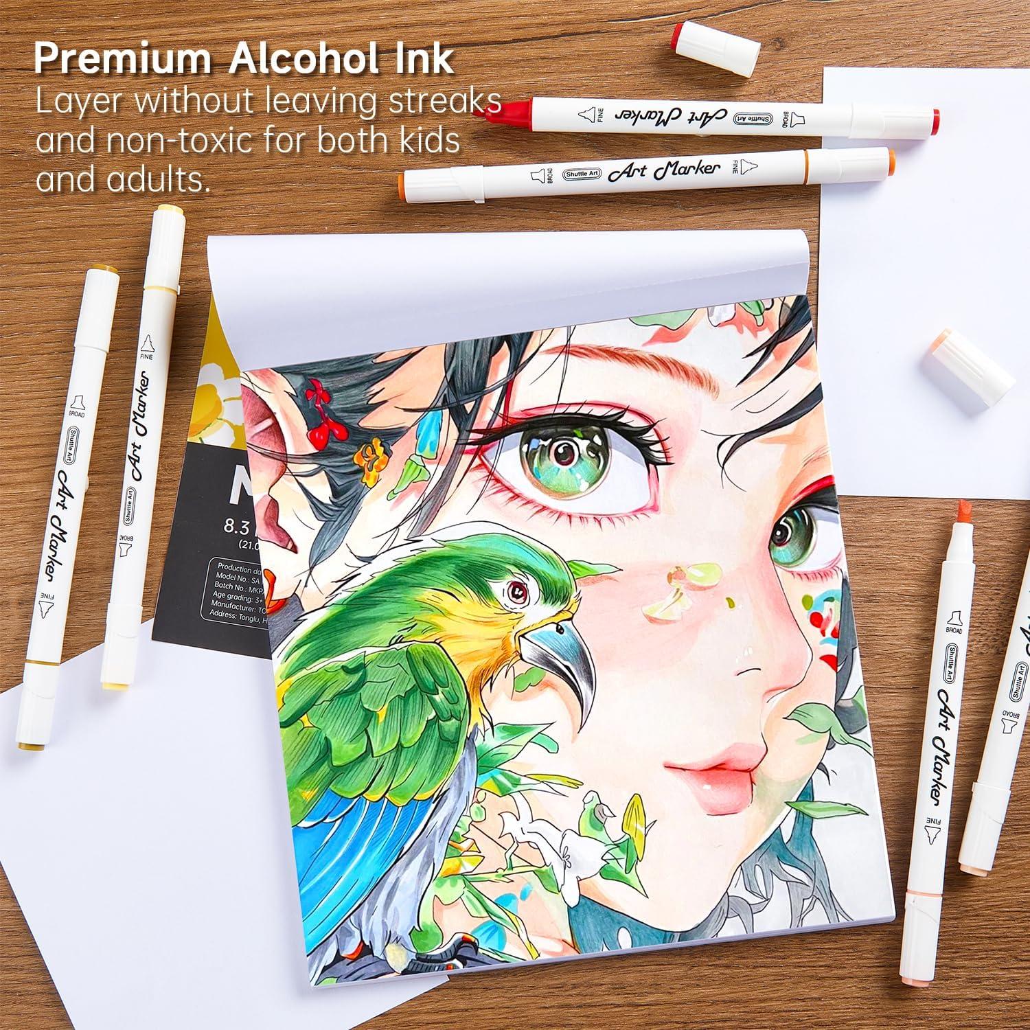 imageShuttle Art 30 Colors Skin ToneampampHair Art Markers Dual Tip Alcohol Based Flesh Color Marker Pen Set Contains 1 Blender Perfect for Kids ampamp Adults PortraitComic Anime Manga Illustration26 Skin Tone Colors