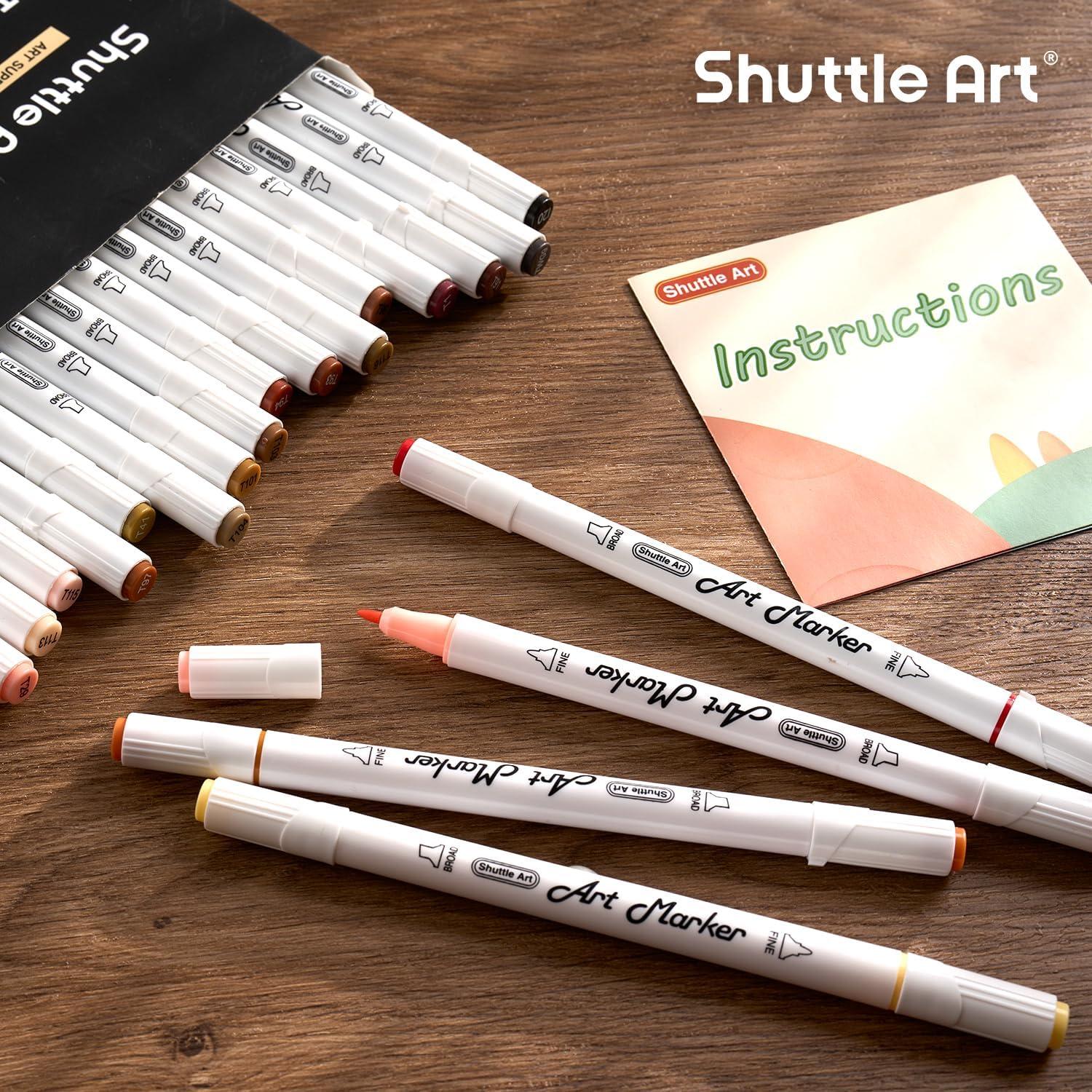 imageShuttle Art 30 Colors Skin ToneampampHair Art Markers Dual Tip Alcohol Based Flesh Color Marker Pen Set Contains 1 Blender Perfect for Kids ampamp Adults PortraitComic Anime Manga Illustration26 Skin Tone Colors