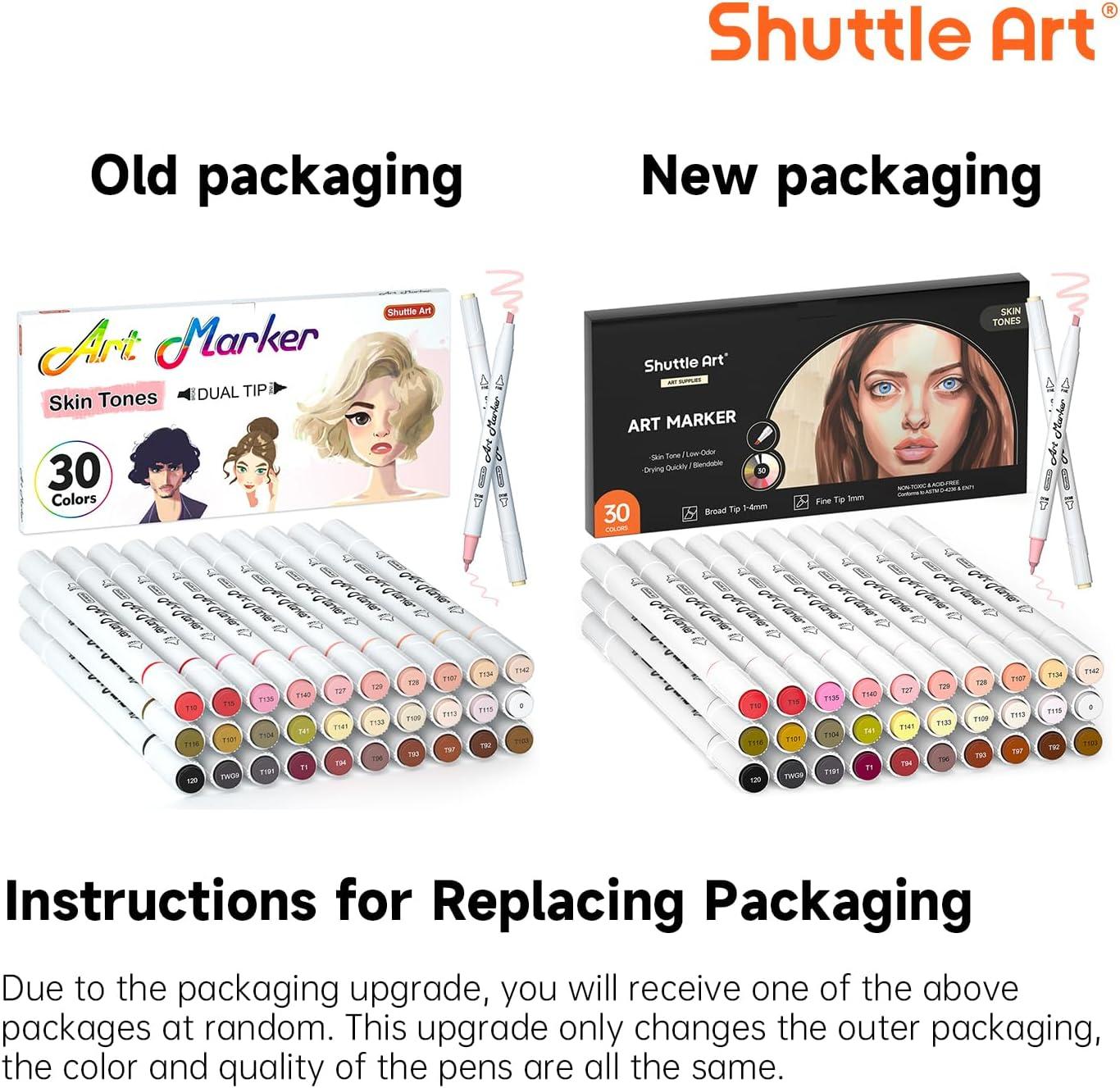 imageShuttle Art 30 Colors Skin ToneampampHair Art Markers Dual Tip Alcohol Based Flesh Color Marker Pen Set Contains 1 Blender Perfect for Kids ampamp Adults PortraitComic Anime Manga Illustration30 Skin Tone Colors