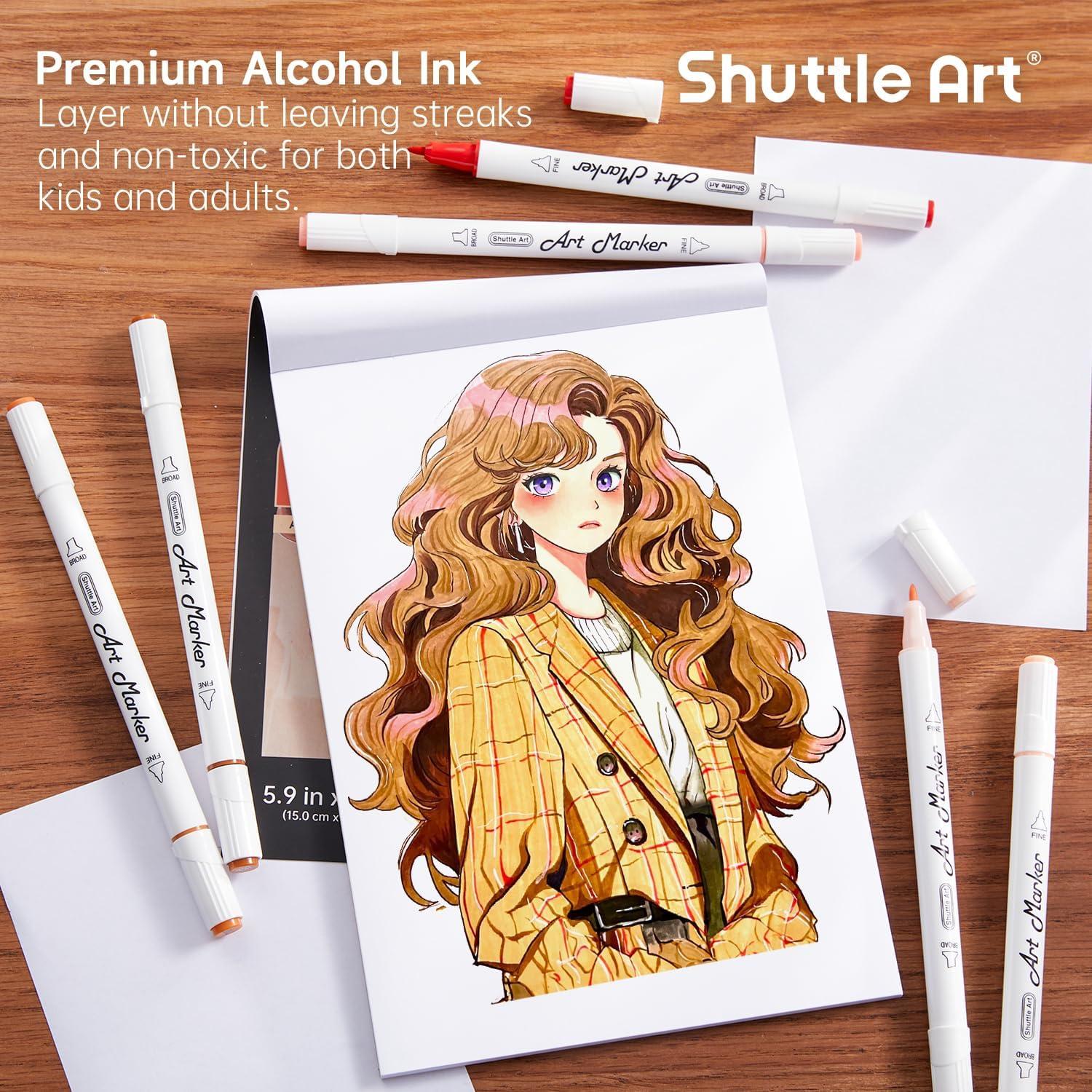 imageShuttle Art 30 Colors Skin ToneampampHair Art Markers Dual Tip Alcohol Based Flesh Color Marker Pen Set Contains 1 Blender Perfect for Kids ampamp Adults PortraitComic Anime Manga Illustration30 Skin Tone Colors