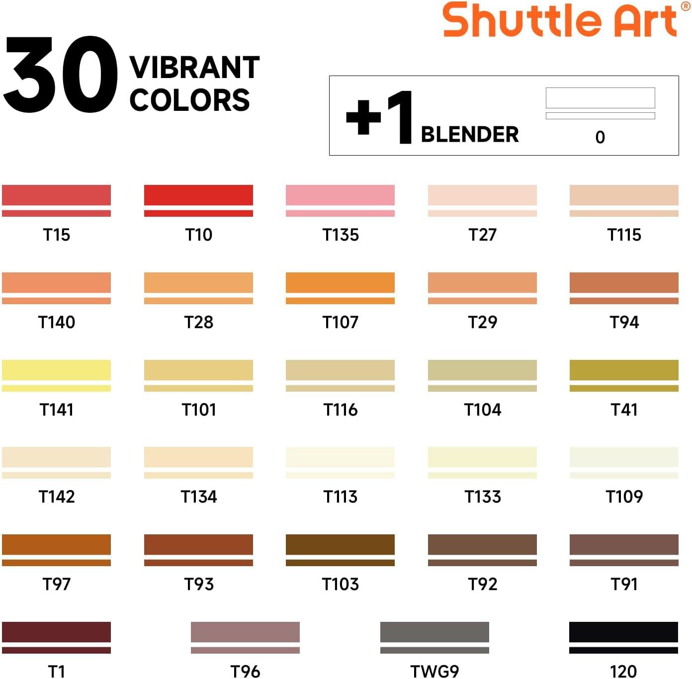 imageShuttle Art 30 Colors Skin ToneampampHair Art Markers Dual Tip Alcohol Based Flesh Color Marker Pen Set Contains 1 Blender Perfect for Kids ampamp Adults PortraitComic Anime Manga Illustration30 Skin Tone Colors