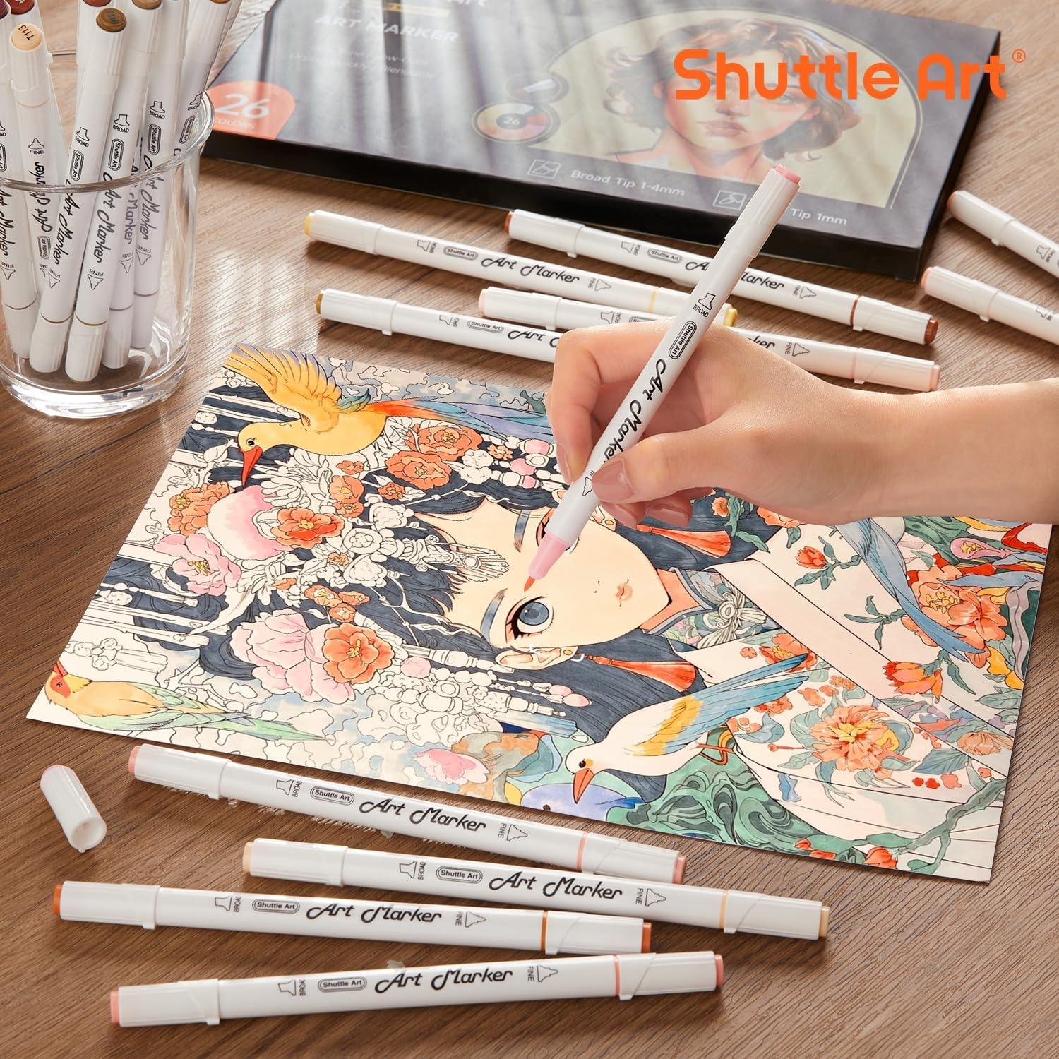 imageShuttle Art 30 Colors Skin ToneampampHair Art Markers Dual Tip Alcohol Based Flesh Color Marker Pen Set Contains 1 Blender Perfect for Kids ampamp Adults PortraitComic Anime Manga Illustration26 Skin Tone Colors