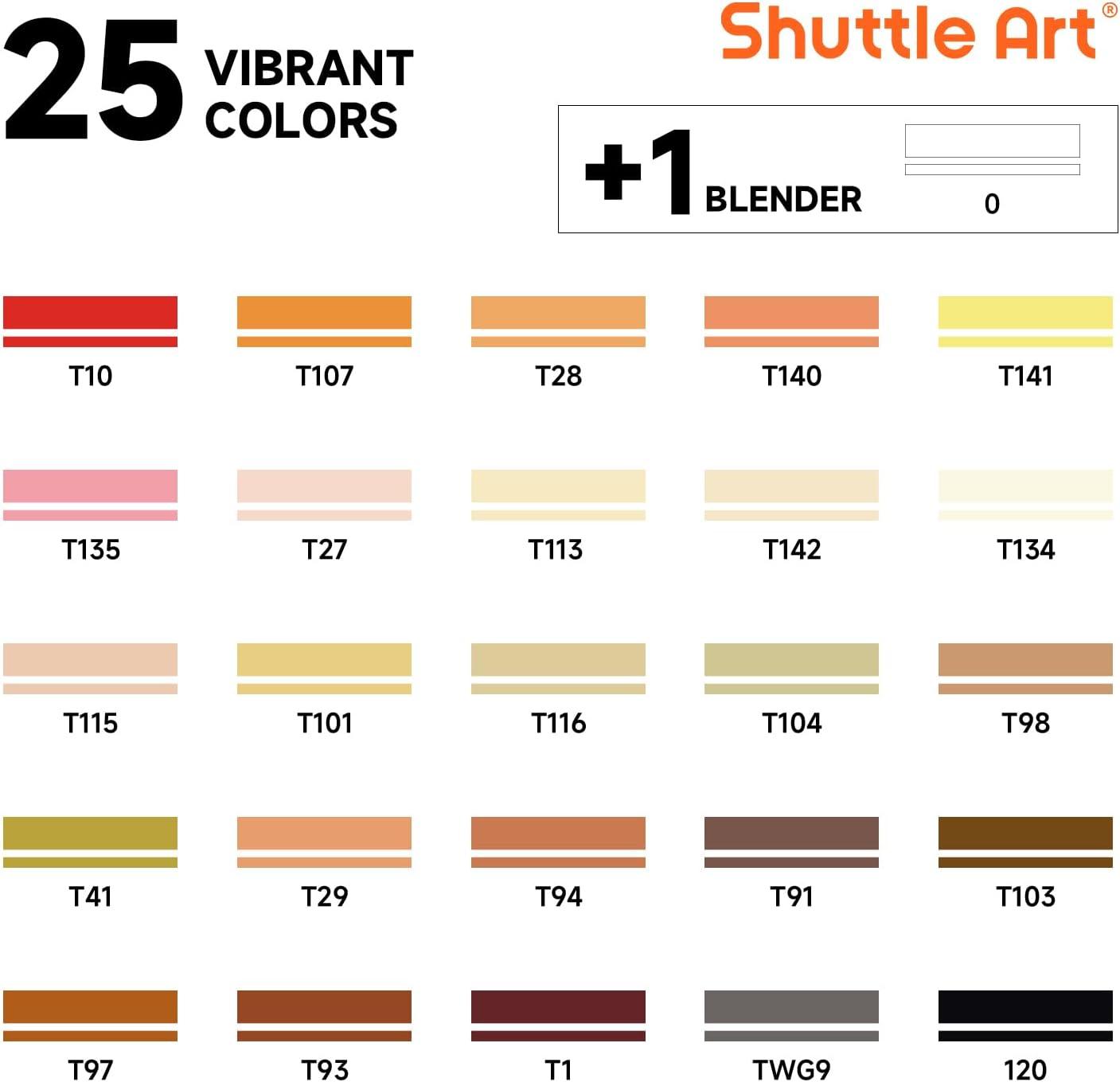 imageShuttle Art 30 Colors Skin ToneampampHair Art Markers Dual Tip Alcohol Based Flesh Color Marker Pen Set Contains 1 Blender Perfect for Kids ampamp Adults PortraitComic Anime Manga Illustration26 Skin Tone Colors