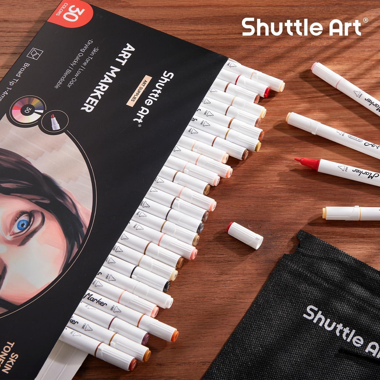 imageShuttle Art 30 Colors Skin ToneampampHair Art Markers Dual Tip Alcohol Based Flesh Color Marker Pen Set Contains 1 Blender Perfect for Kids ampamp Adults PortraitComic Anime Manga Illustration30 Skin Tone Colors