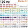 Shuttle Art 121 Colors Alcohol Markers, 120 Colors Dual Tip Art Marker Set Plus 1 Colorless Blender with Marker Case Perfect for Illustration Students Adult Coloring Sketching(121 Colors)