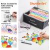 Shuttle Art 310 Colors Alcohol Markers, 309 Colors Dual Tip Art Marker Set Plus Colorless Blender, Micro-tip Pens, White Highlighter Pens, Marker Bag with Holders Perfect for Students Adults Coloring(310 Colors)