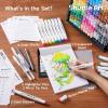 Shuttle Art 310 Colors Alcohol Markers, 309 Colors Dual Tip Art Marker Set Plus Colorless Blender, Micro-tip Pens, White Highlighter Pens, Marker Bag with Holders Perfect for Students Adults Coloring(205 Colors)