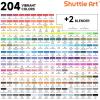 Shuttle Art 310 Colors Alcohol Markers, 309 Colors Dual Tip Art Marker Set Plus Colorless Blender, Micro-tip Pens, White Highlighter Pens, Marker Bag with Holders Perfect for Students Adults Coloring(205 Colors)