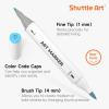 Shuttle Art Alcohol Markers Brush tip, Dual Tip Brush & Chisel Tip Art Marker Set, 50 Colors plus 1 Blender Permanent Marker Pens with Case Perfect for Illustration Students Adults Coloring(51 Pastel Colors Brush & Fine Tip)
