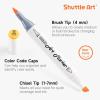Shuttle Art Alcohol Markers Brush tip, Dual Tip Brush & Chisel Tip Art Marker Set, 50 Colors plus 1 Blender Permanent Marker Pens with Case Perfect for Illustration Students Adults Coloring(51 Pastel Colors Brush & Chisel Tip)