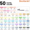 Shuttle Art Alcohol Markers Brush tip, Dual Tip Brush & Chisel Tip Art Marker Set, 50 Colors plus 1 Blender Permanent Marker Pens with Case Perfect for Illustration Students Adults Coloring(51 Pastel Colors Brush & Chisel Tip)