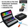 Shuttle Art Permanent Marker, 30 Colors Ultra Fine Point, Assorted Colors, Works on Plastic,Wood,Stone,Metal and Glass for Kids Adult Coloring Doodling Marking(30 Colors with Travel Bag)
