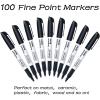 Shuttle Art Permanent Markers, 30 Pack Black Permanent Marker set,Fine Point, Works on Plastic,Wood,Stone,Metal and Glass for Doodling, Marking(100)