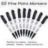 Shuttle Art Permanent Markers, 30 Pack Black Permanent Marker set,Fine Point, Works on Plastic,Wood,Stone,Metal and Glass for Doodling, Marking(50)