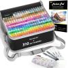 Shuttle Art 310 Colors Alcohol Markers, 309 Colors Dual Tip Art Marker Set Plus Colorless Blender, Micro-tip Pens, White Highlighter Pens, Marker Bag with Holders Perfect for Students Adults Coloring(310 Colors)