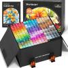 Shuttle Art 310 Colors Alcohol Markers, 309 Colors Dual Tip Art Marker Set Plus Colorless Blender, Micro-tip Pens, White Highlighter Pens, Marker Bag with Holders Perfect for Students Adults Coloring(205 Colors)