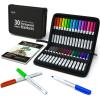 Shuttle Art Permanent Marker, 30 Colors Ultra Fine Point, Assorted Colors, Works on Plastic,Wood,Stone,Metal and Glass for Kids Adult Coloring Doodling Marking(30 Colors with Travel Bag)