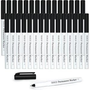 Shuttle Art Permanent Marker, 30 Colors Ultra Fine Point, Assorted Colors, Works on Plastic,Wood,Stone,Metal and Glass for Kids Adult Coloring Doodling Marking(30 Pack Black)