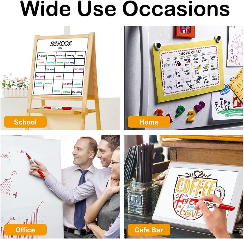 imageShuttle Art Wet Erase Markers 12 Colors 1mm Fine Tip Overhead Projectors Transparency SmudgeFree Markers Works for Laminated Calendars Whiteboard Schedule Glass Wipe with Water15 Pack Red